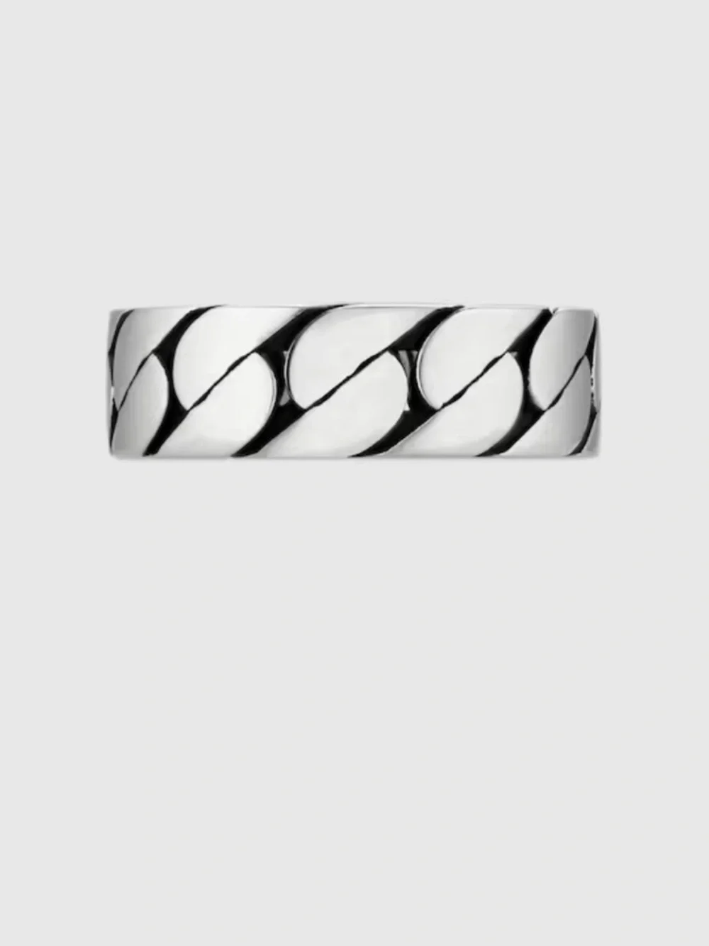 NWB GUCCI WIDE INTERLOCKING STERLING SILVER RING DESIGNER SZ: 24