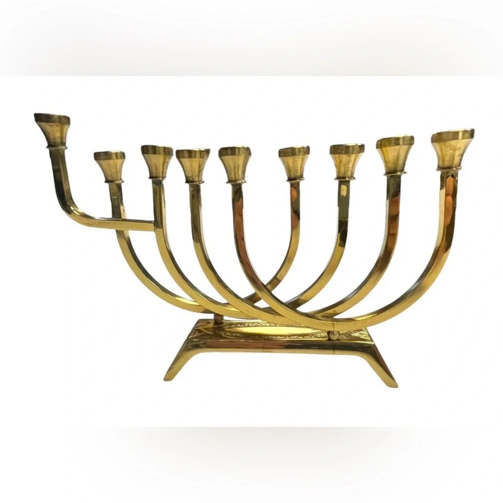 Vintage Wainberg 1970s Solid Brass 9 arm Menorah