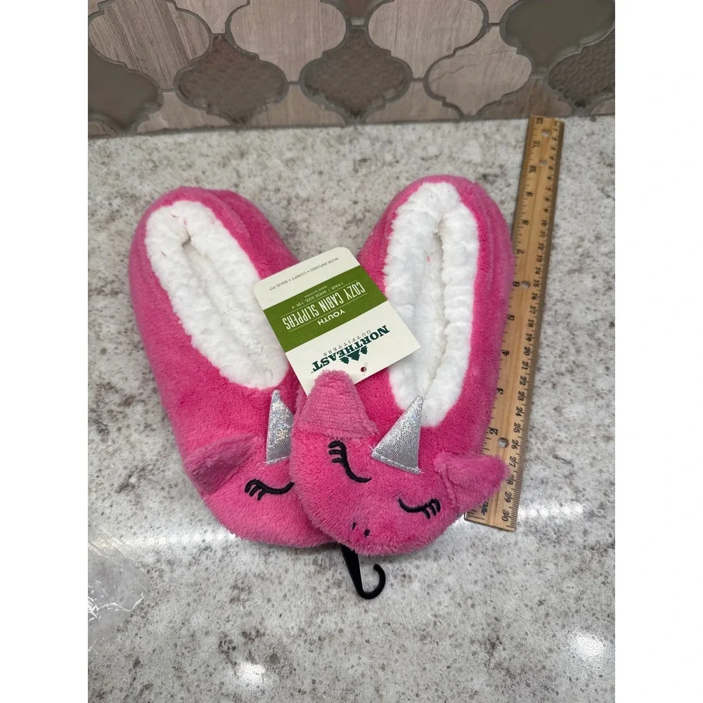 Northeast Outfitters Youth Pink Unicorn Cozy Cabin Slippers Aloe Infused Small