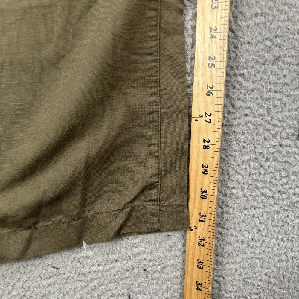 Banana Republic Mens Linen Blend Safari Pants 35X32 Olive Green Pocket Loose Fit