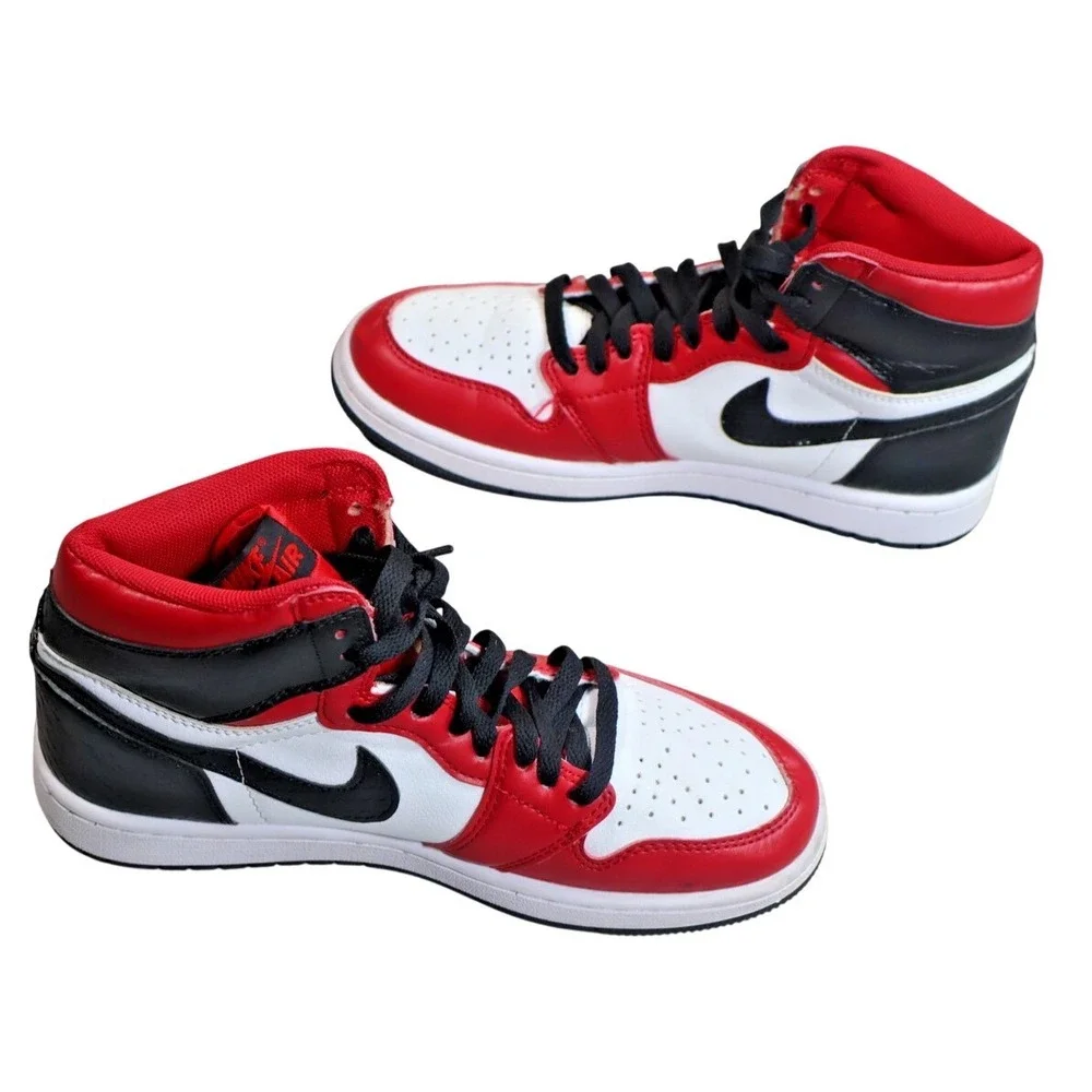 Nike Air Jordan‎ 1 Shoes Mens Size 7 Red White Black Satin Snake CD0461-601