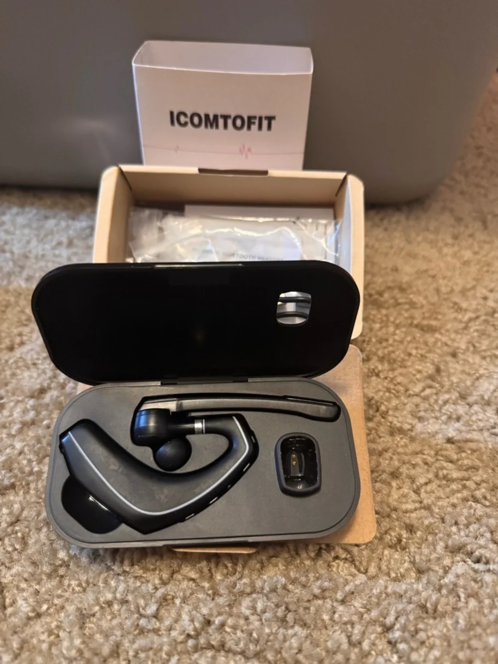 Black Bluetooth Ear Hook Headset with Charging Case