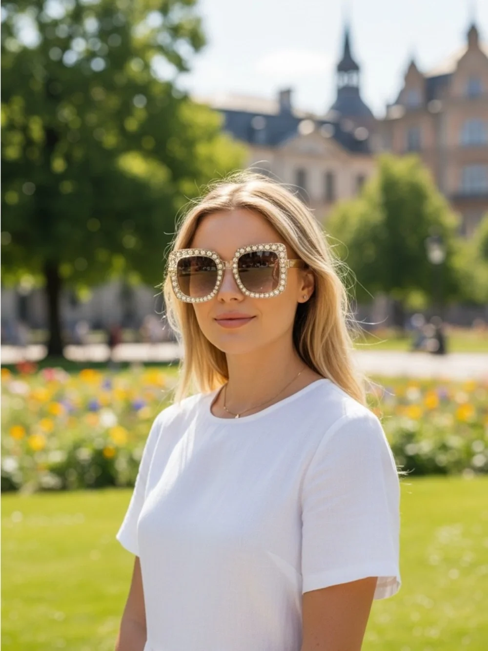 Crystal Square Sunglasses - Women's Black