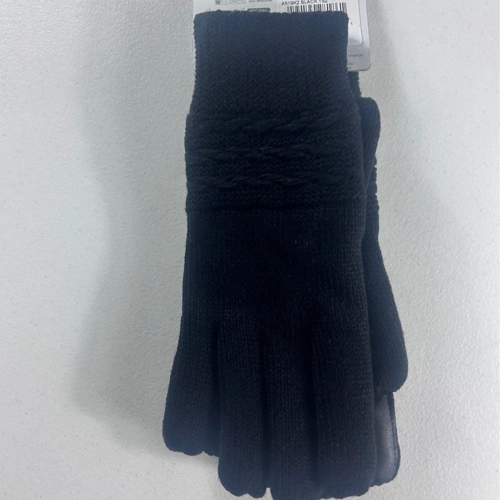 Isotoner Womens Black‎ SmartDri SmartTouch Gloves 1SZ EcoComfort NEW