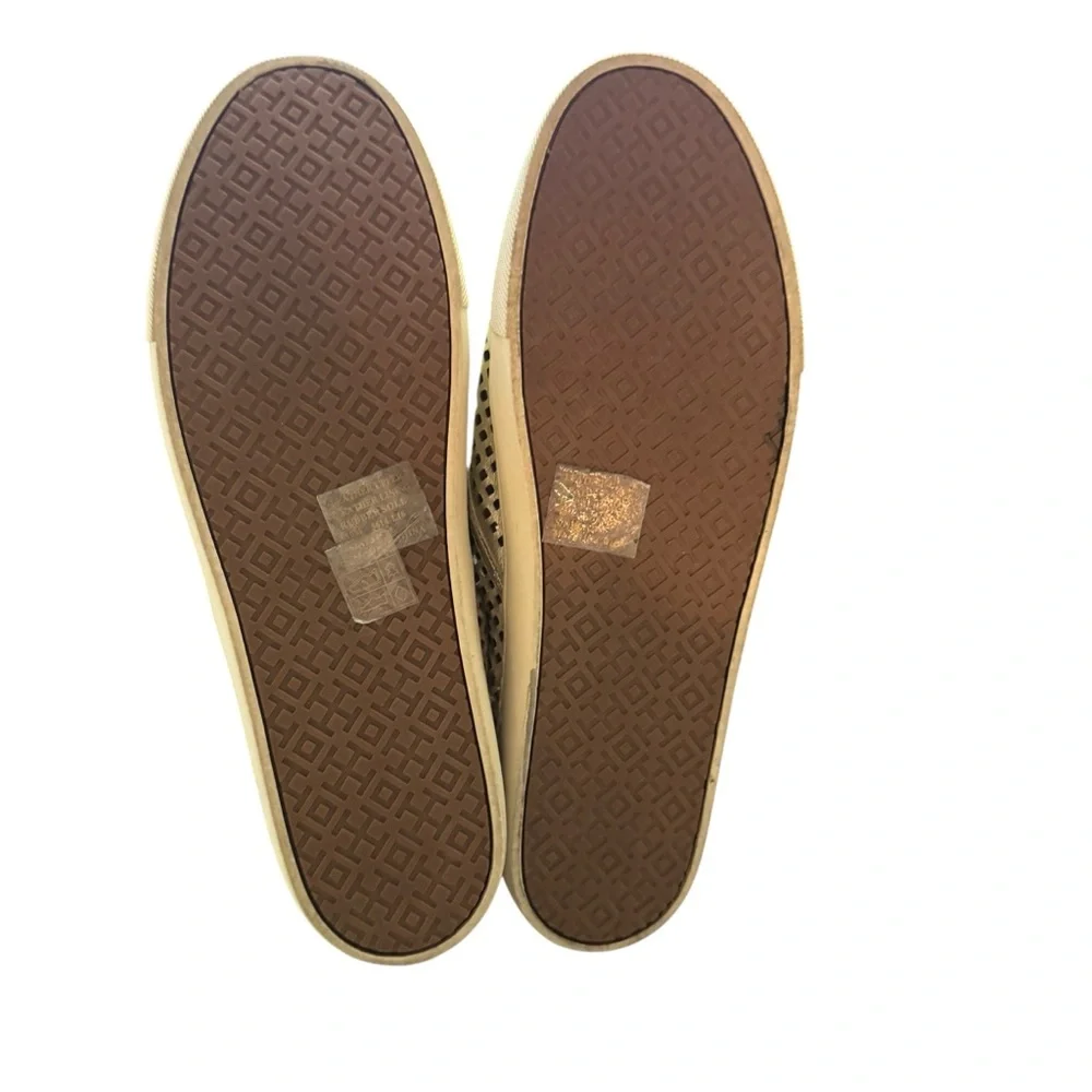 Tory Burch Metallic Gold Jesse‎ Perforated Sneakers Sz 10