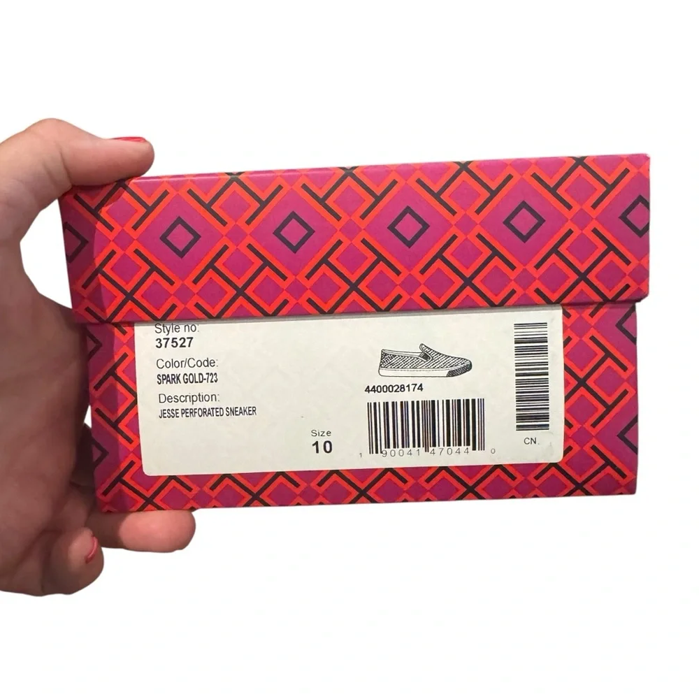 Tory Burch Metallic Gold Jesse‎ Perforated Sneakers Sz 10