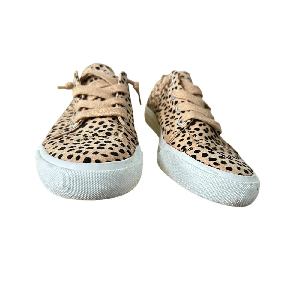 Blowfish Malibu Play Leopard Print Canvas Slip On Sneakers Tan Black Womens 7.5M