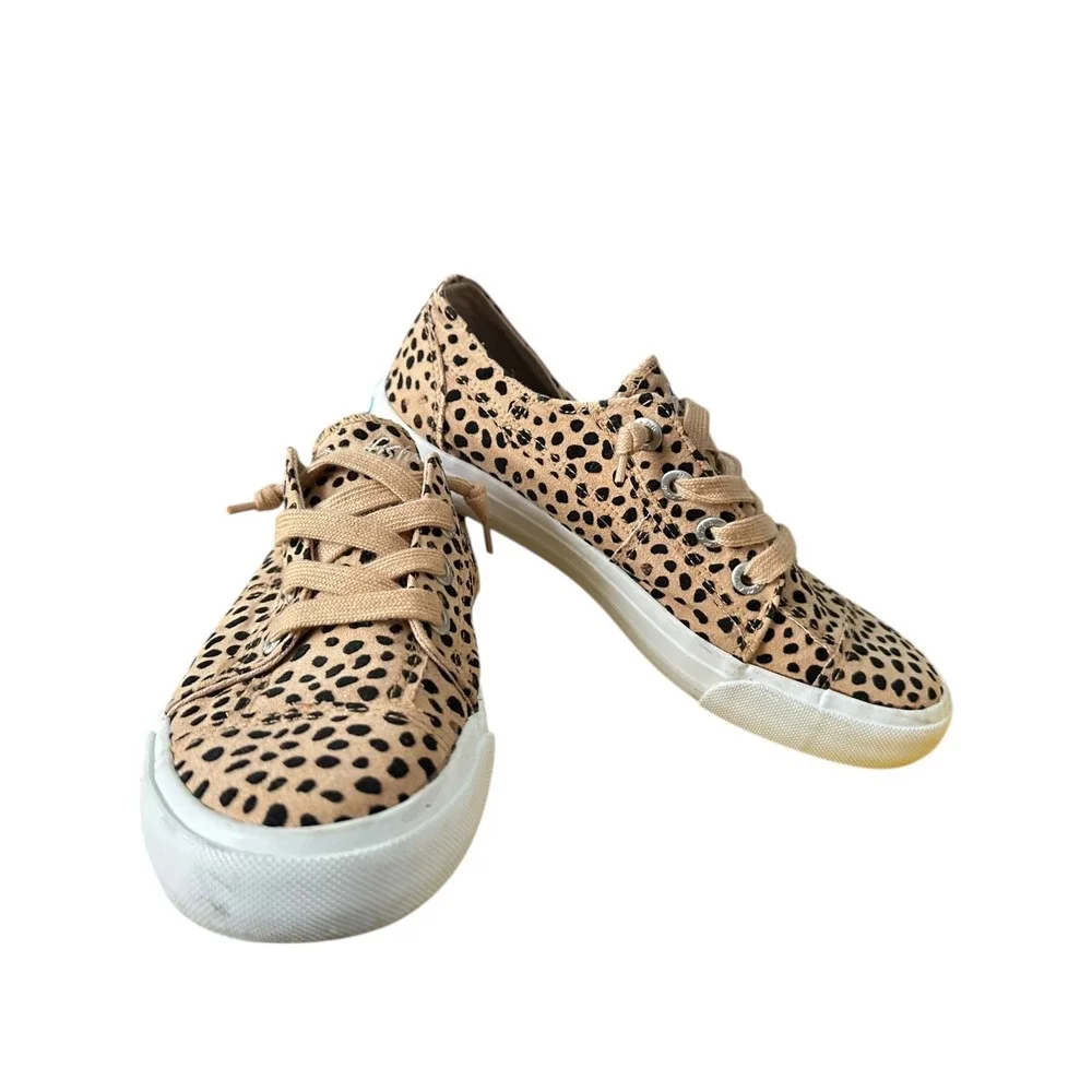 Blowfish Malibu Play Leopard Print Canvas Slip On Sneakers Tan Black Womens 7.5M
