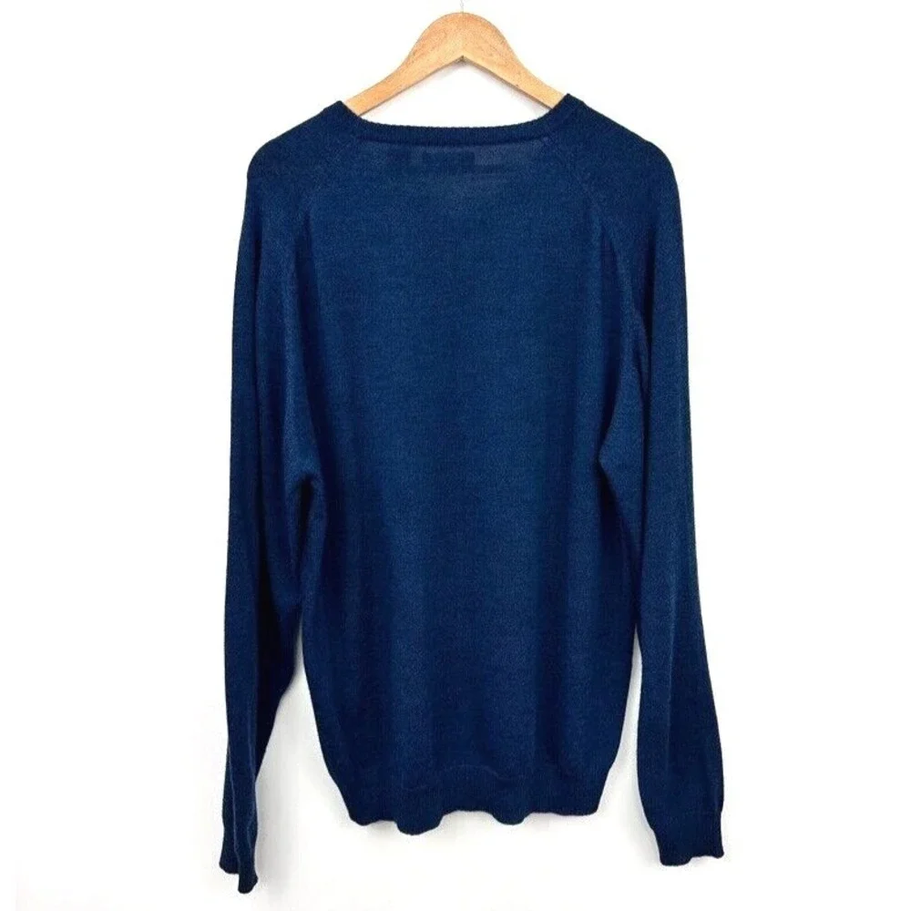 Joseph &‎ Lyman Merino Wool Sweater Mens XL Blue V Neck Classic Old Money Preppy