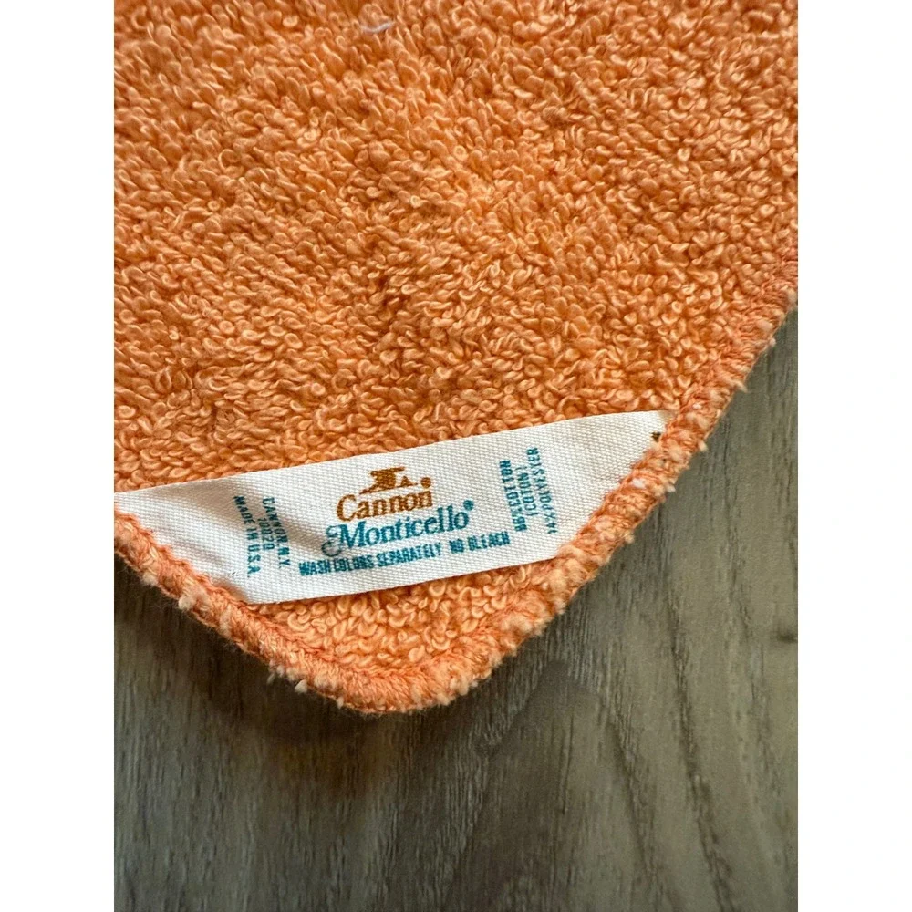 Vintage Cannon Monticello Orange Washcloth Cotton Blend Floral Border