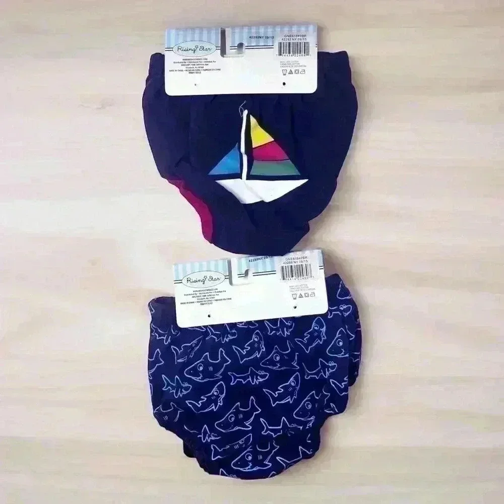 2-Baby Boutique Diaper Covers Sailboat And Shark Design Blue 0-12 Months