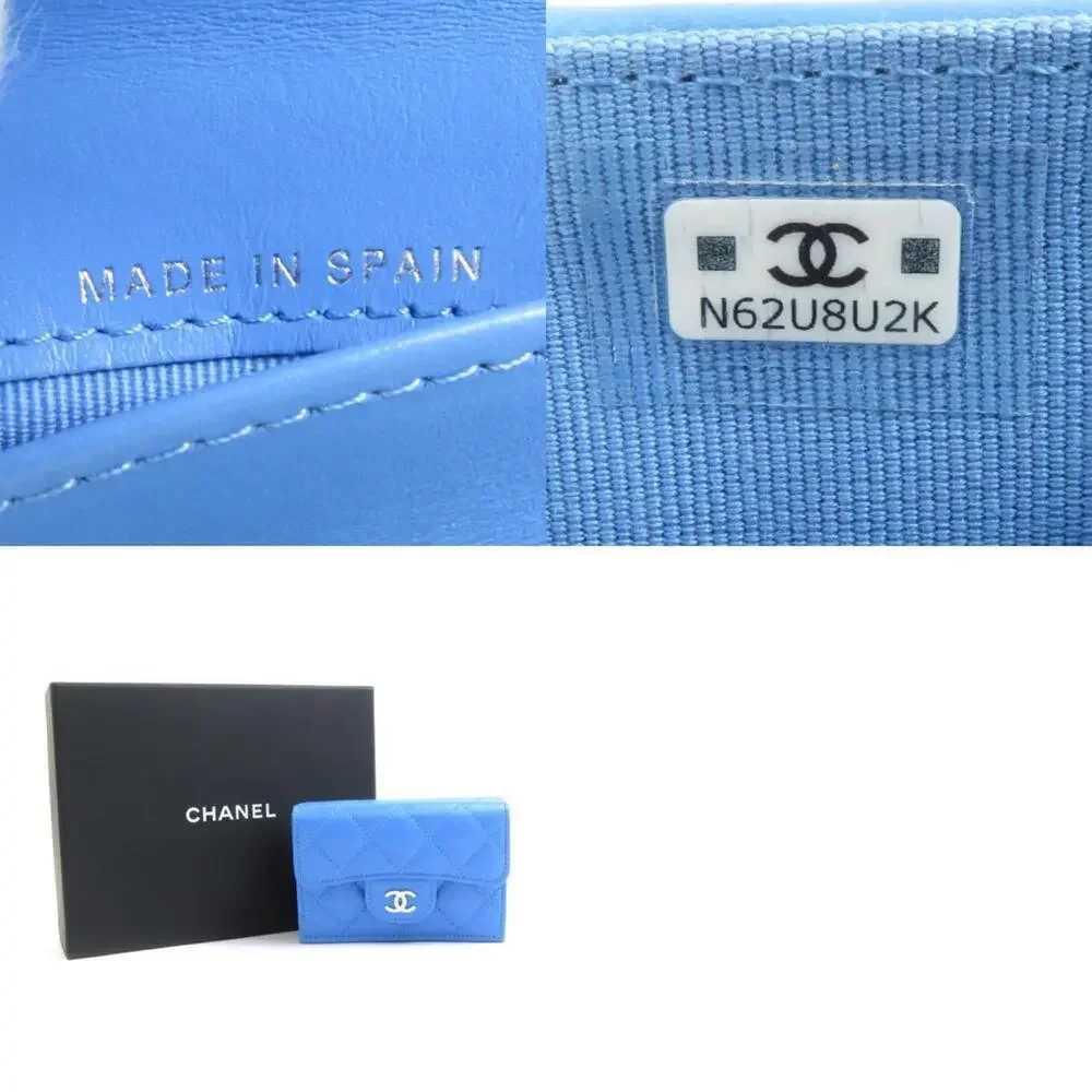 CHANEL Authentic Blue Caviar Leather Wallet