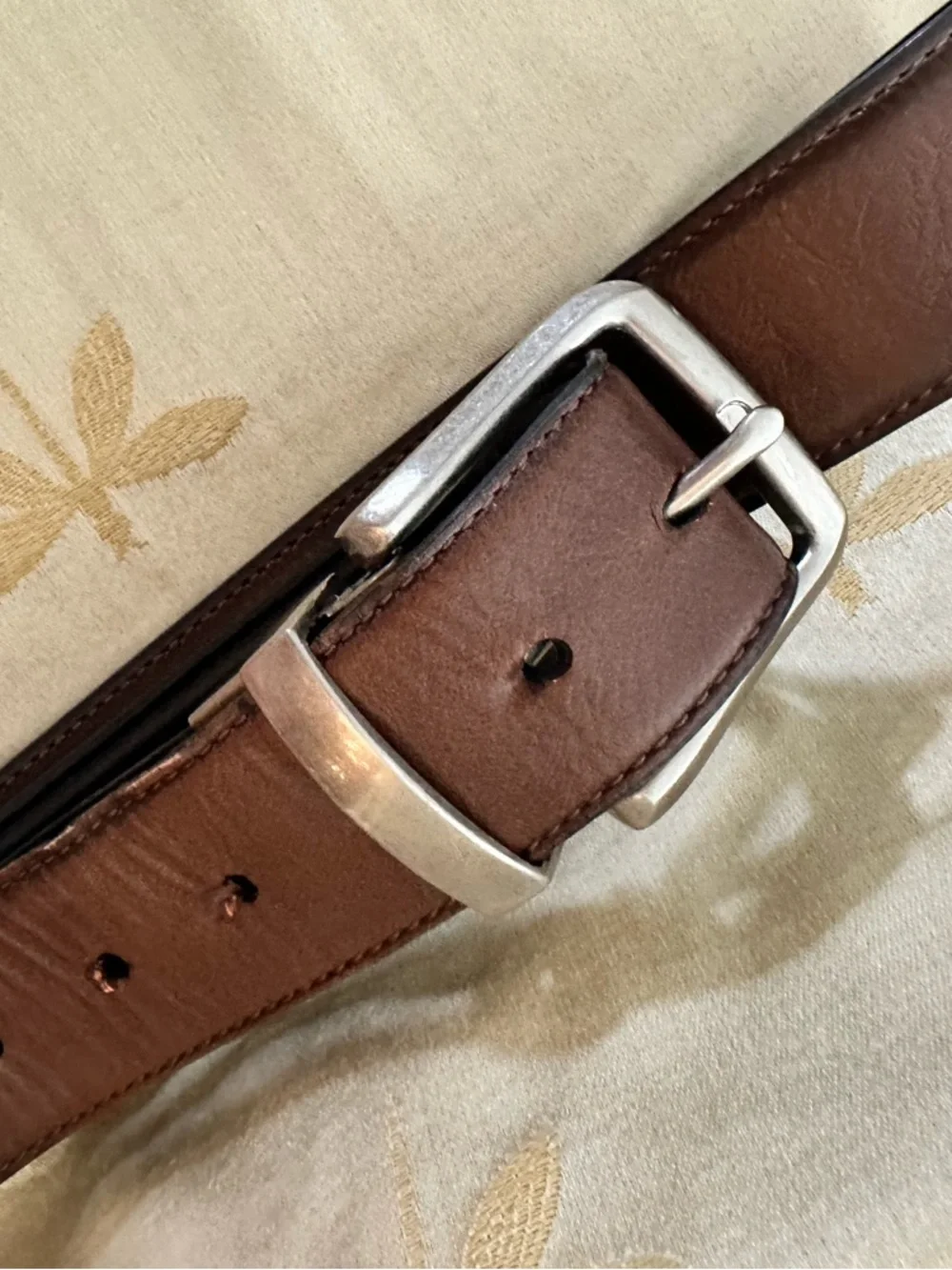 Reversible Brown & Black Silver Buckle Belt.