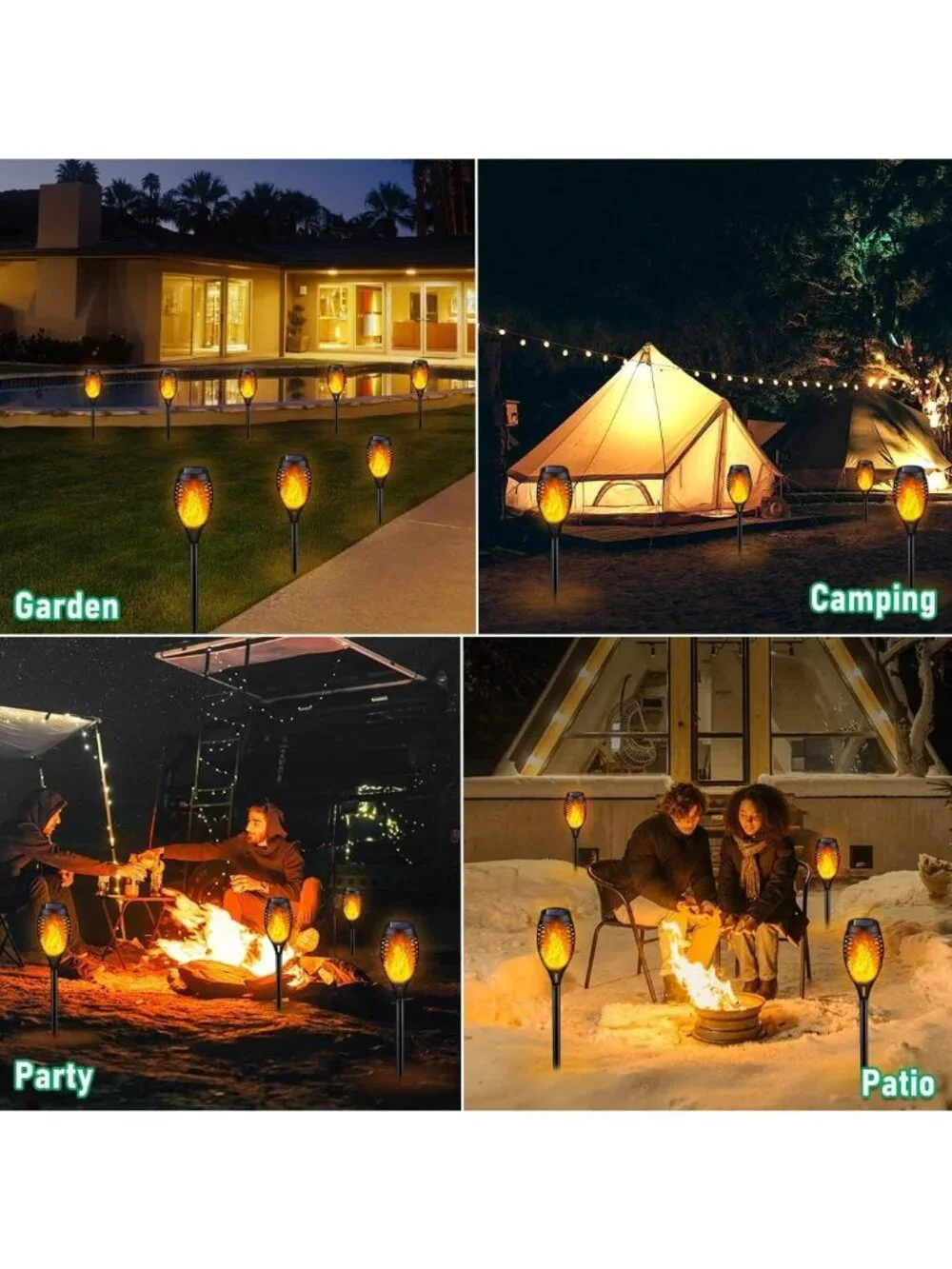 Solar Outdoor Torch Lights Flickering Flame Landscaping Waterproof Set of 8