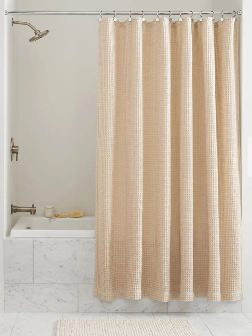 West Elm Beige Waffle Shower Curtain