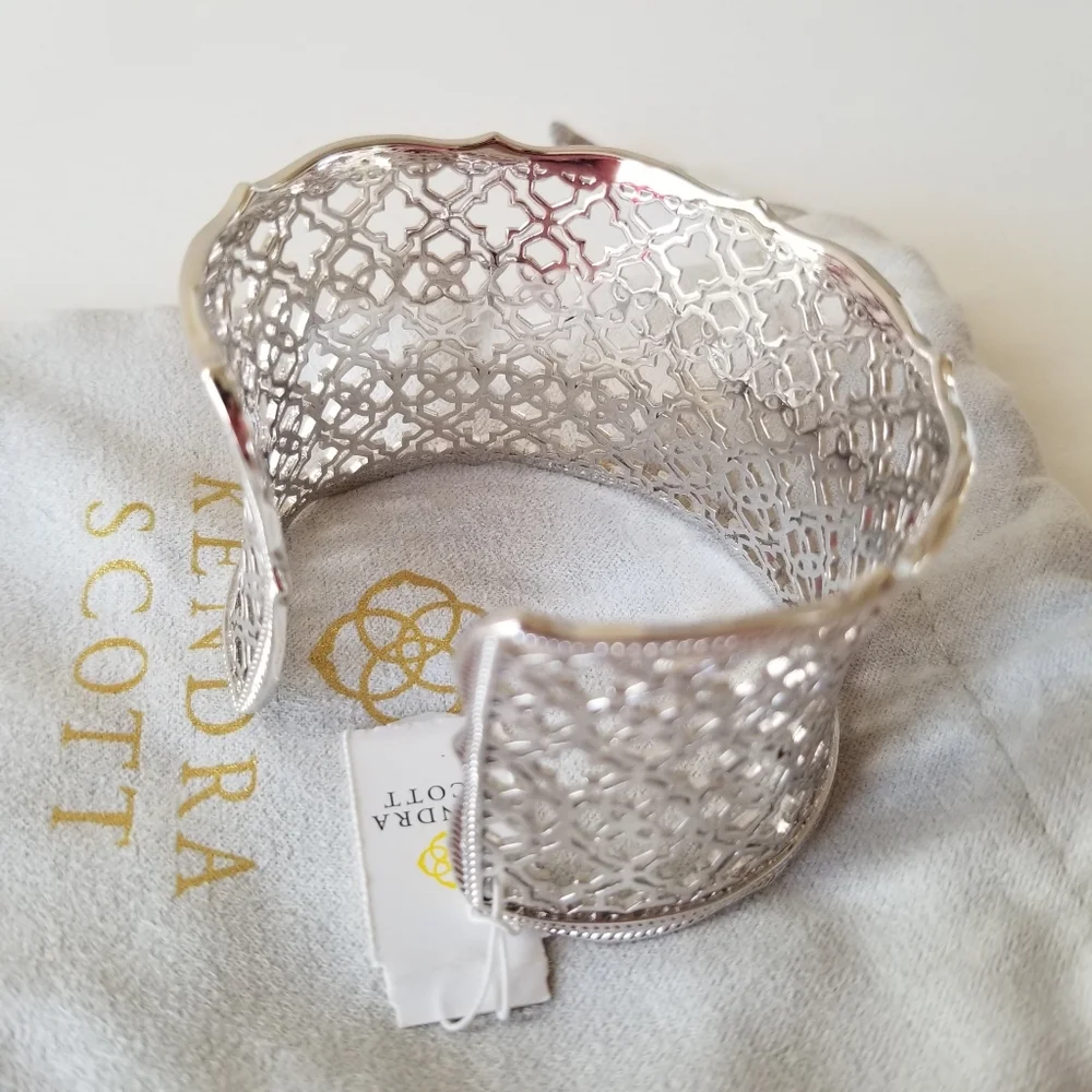 Kendra Scott Candice Statement Cuff Bracelet In Vintage Silver NWT