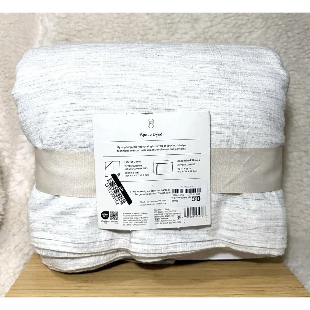 Threshold 3pc Full/Queen Space Dyed Cotton Linen Duvet Cover & Sham Set Gray