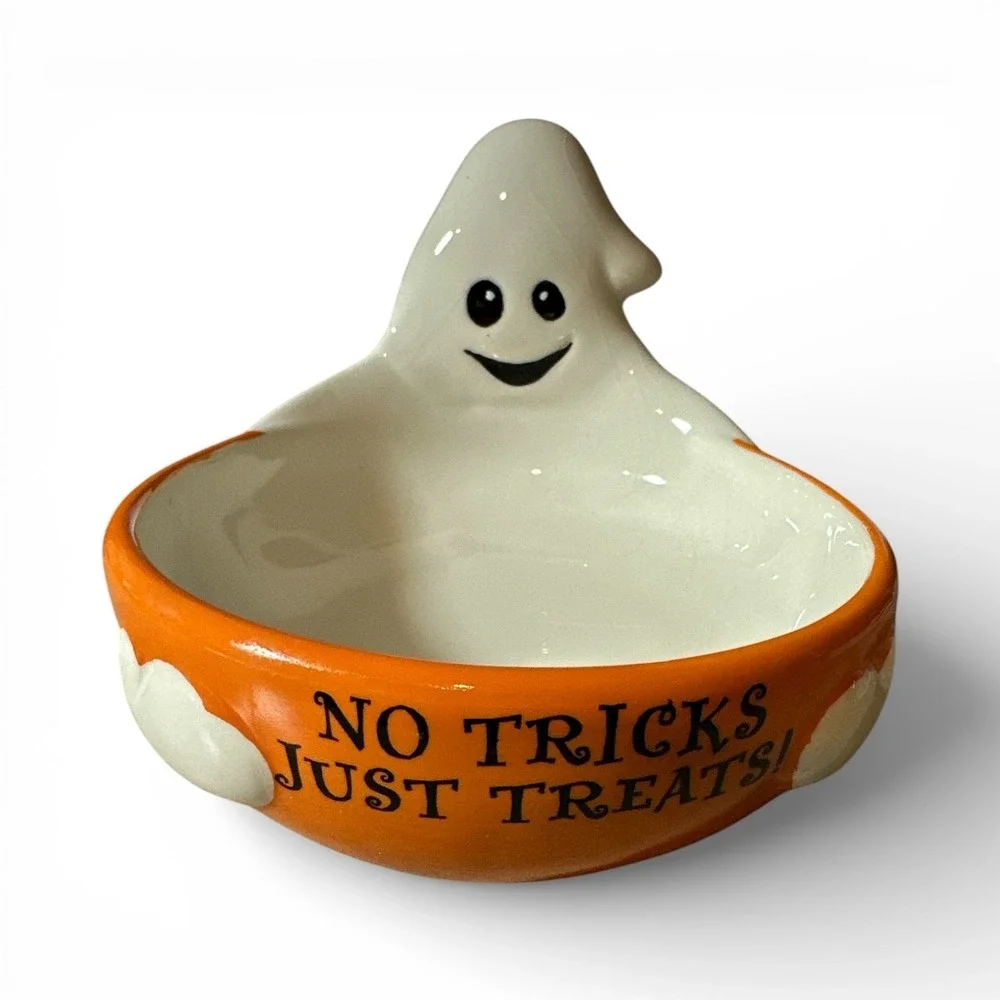 Halloween Table Runner 36 x 13 & Candy Dish Trick or Treat Pumpkin Ghost Holiday