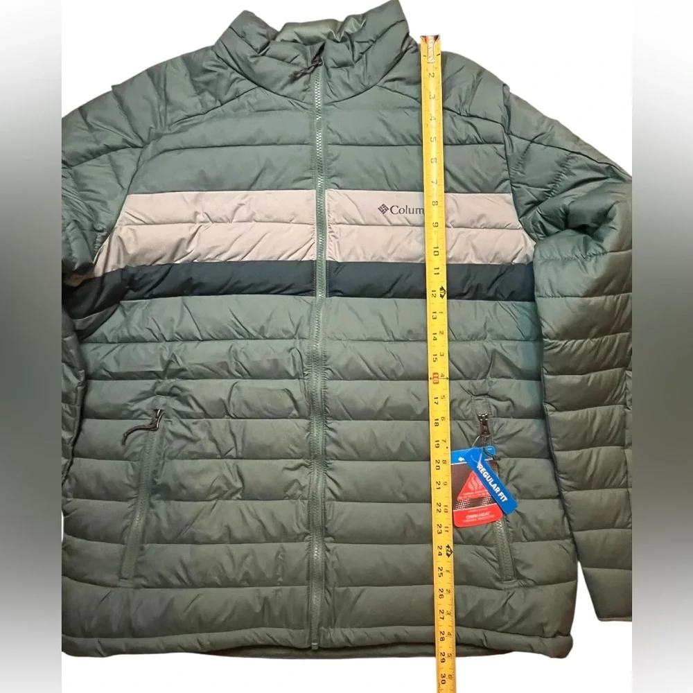 Columbia Mens Large White Out 1.0 FS Omni-Heat Jacket Green Zipper Pockets NWT