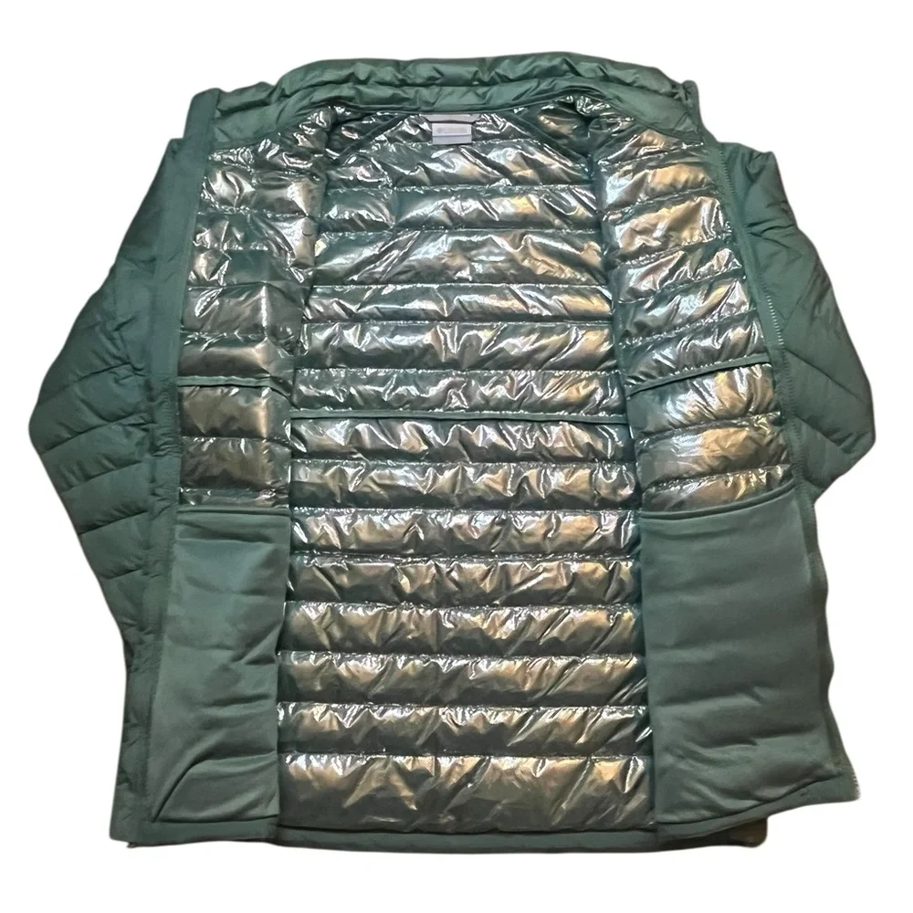Columbia Mens Large White Out 1.0 FS Omni-Heat Jacket Green Zipper Pockets NWT