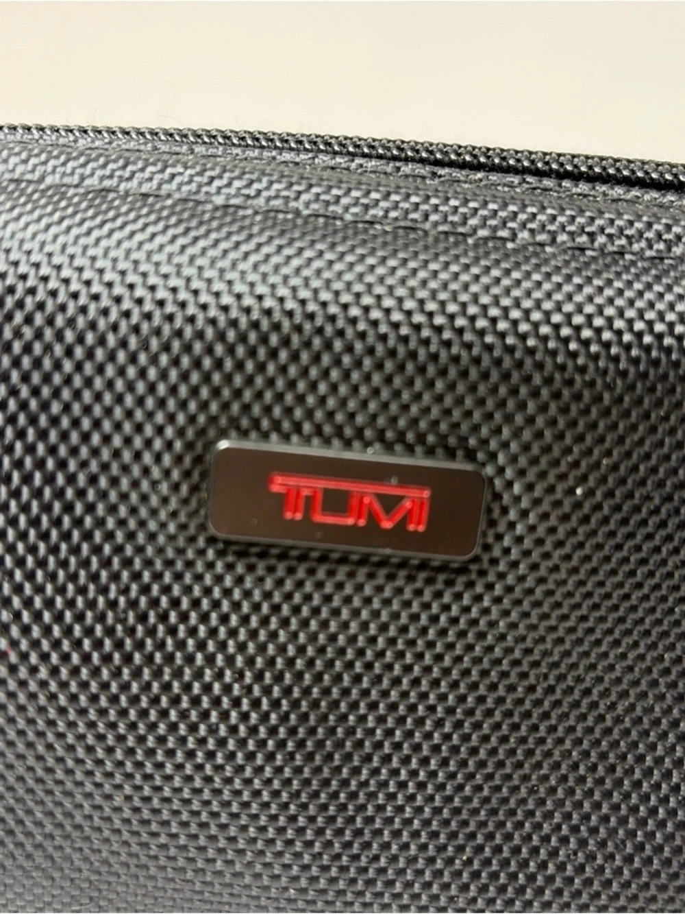 Tumi Black Textile Toiletry Pouch with Red AirBerlin Logo Accent
