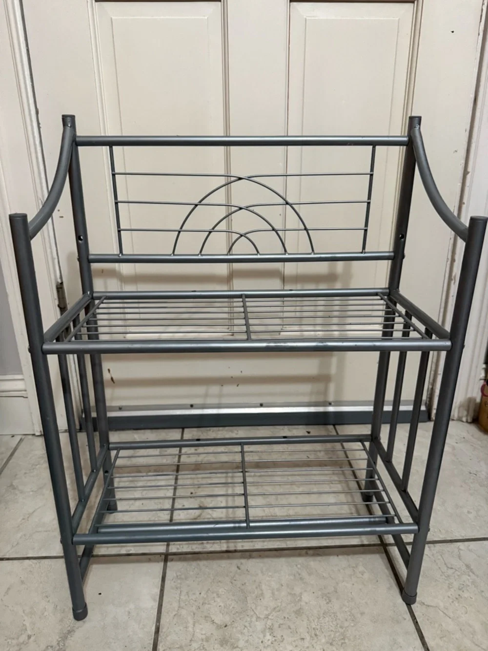 Two-Tier Metal Bathroom Storage Shelf - Gray