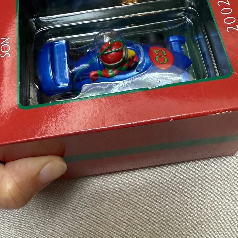 American Greetings Son Dated 2002 Racecar Christmas Holiday Ornament