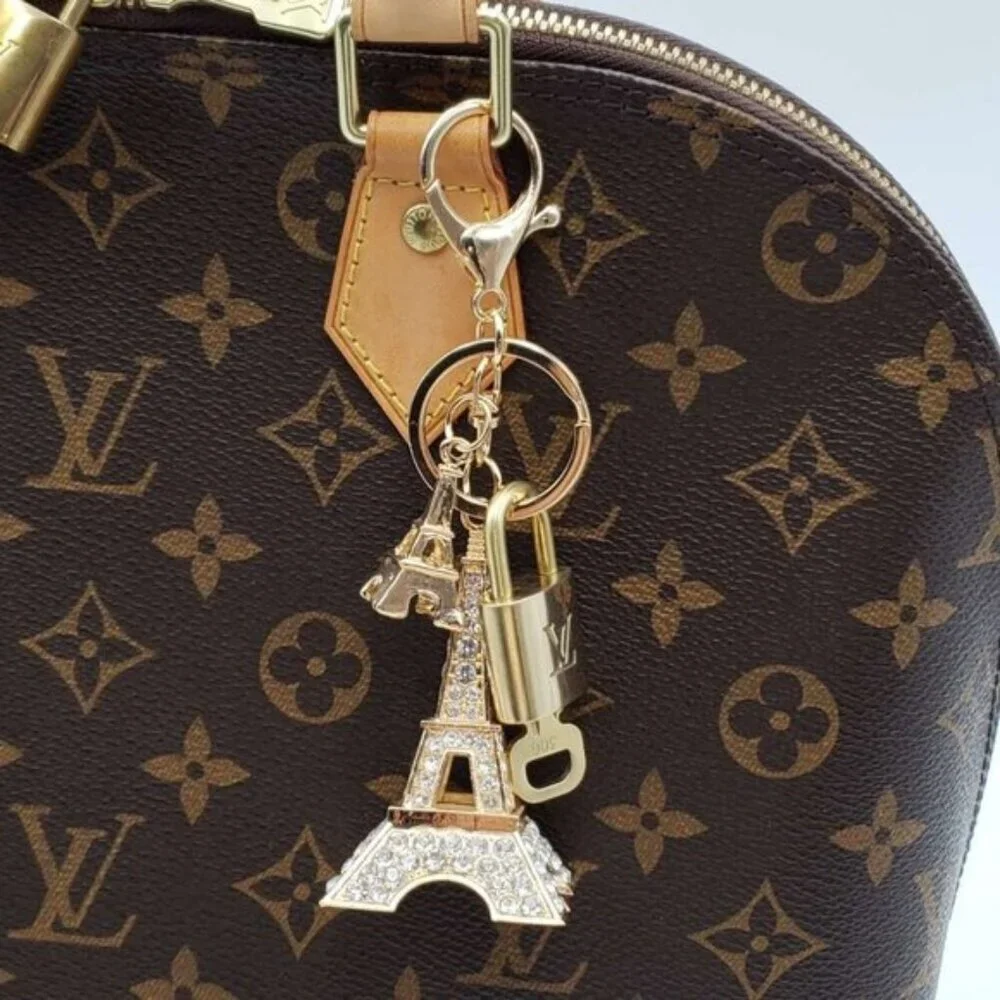 Louis Vuitton Gold Lock 🔒 Authentic LV Key + Unbranded Eiffel Tower Bag Charm