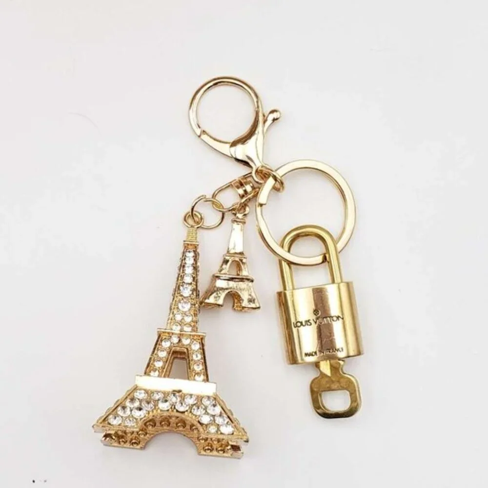 Louis Vuitton Gold Lock 🔒 Authentic LV Key + Unbranded Eiffel Tower Bag Charm