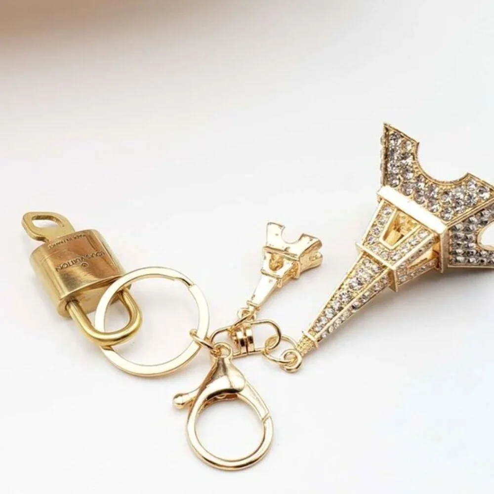 Louis Vuitton Gold Lock 🔒 Authentic LV Key + Unbranded Eiffel Tower Bag Charm