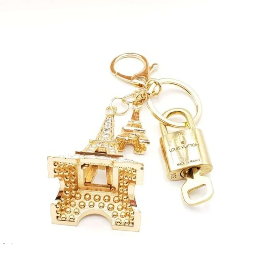 Louis Vuitton Gold Lock 🔒 Authentic LV Key + Unbranded Eiffel Tower Bag Charm