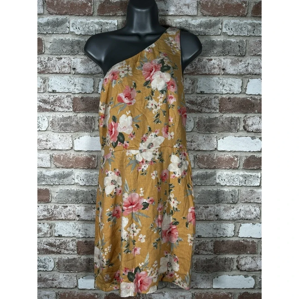 Abercrombie‎ Fitch Floral Linen Blend Dress Size Medium One Shoulder Spring