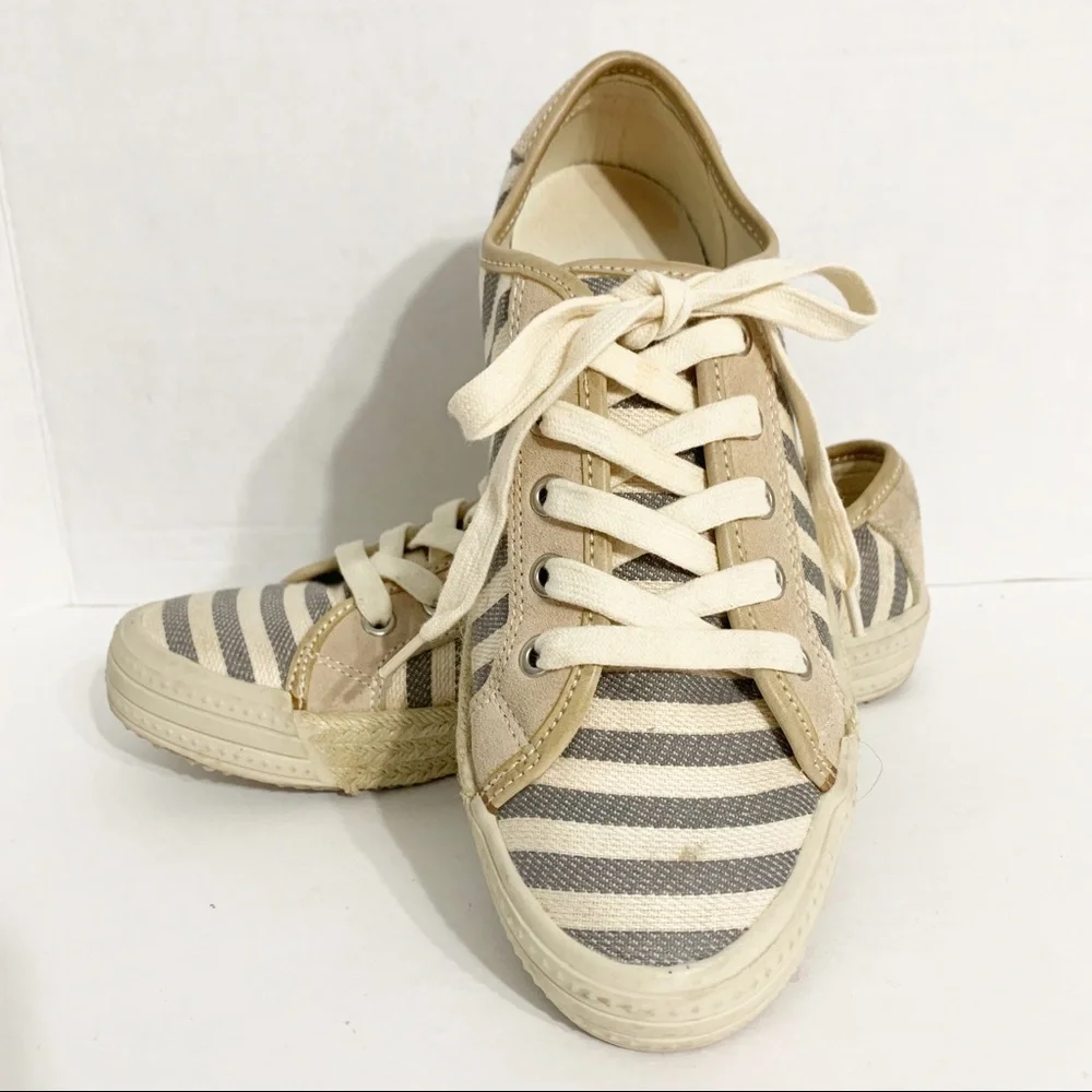 Aldo® Striped Canvas Espadrille Low-cut Lace-up Sneakers Jute Trimmed Outsoles
