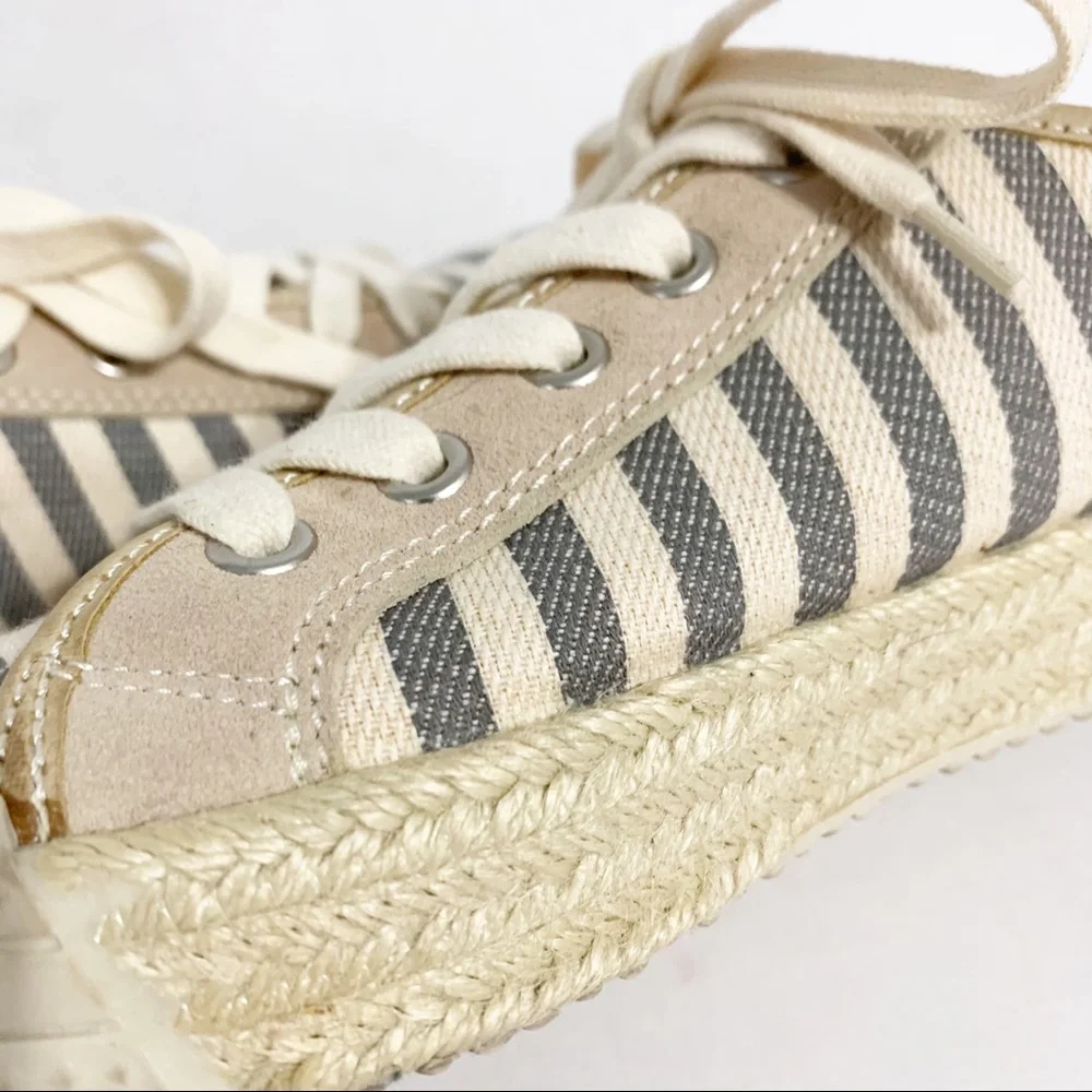 Aldo® Striped Canvas Espadrille Low-cut Lace-up Sneakers Jute Trimmed Outsoles