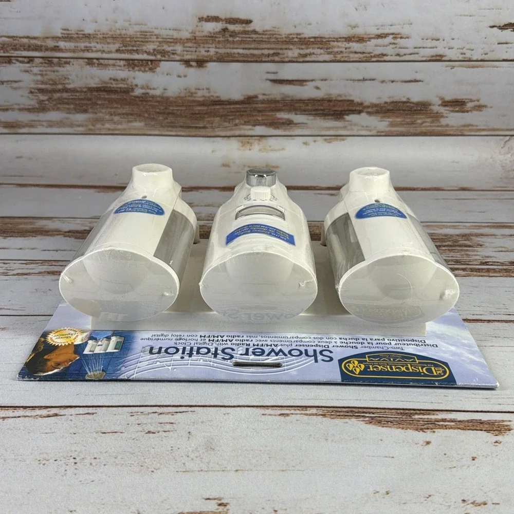 Better Living Shower Station Dispenser w/ AM/FM Radio & Clock White New