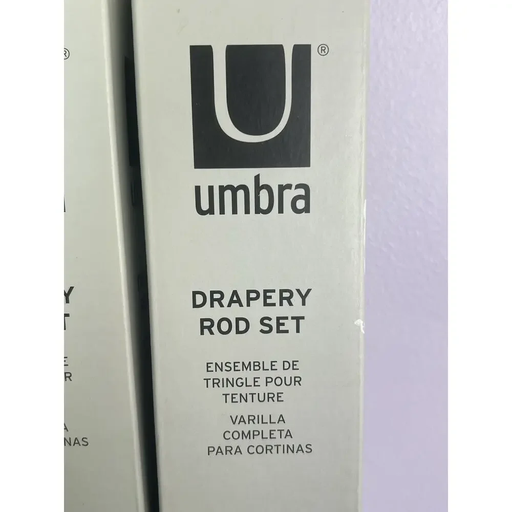 Umbra Drapery Curtain Rod Set of (2) Two 18-36” Brushed Nickel Acrylic Ball NOS