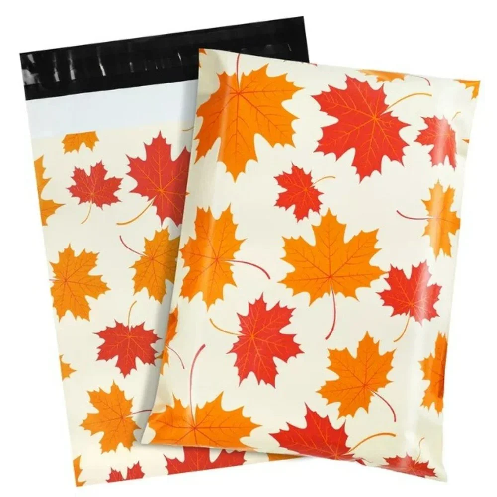 15 Pcs Fall Maple Leaves Poly Mailers 10