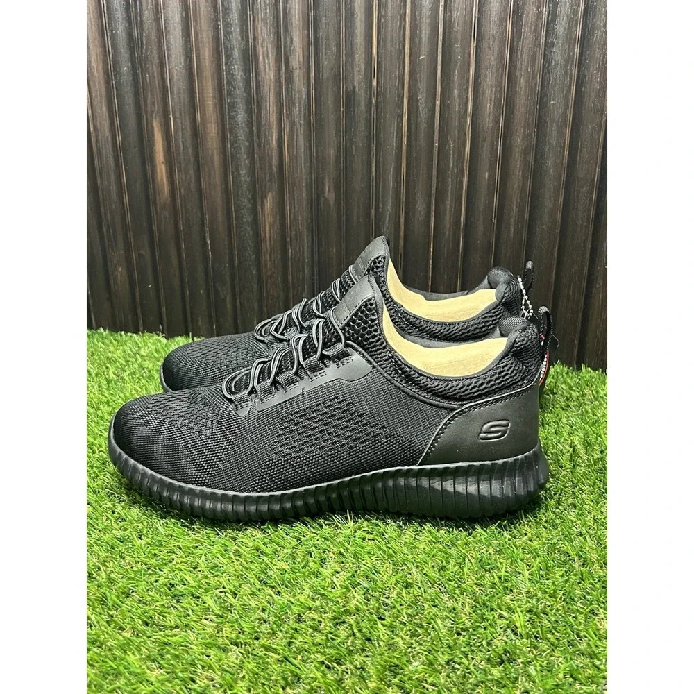 Size 8.5 Wide- Skechers Cessnock Relaxed Fit Memory Foam Men's BLK Work Sneakers
