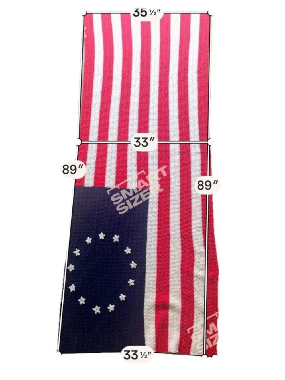 Vintage Crocheted American Flag Afghan Blanket Patriotic America 13 USA 89x33