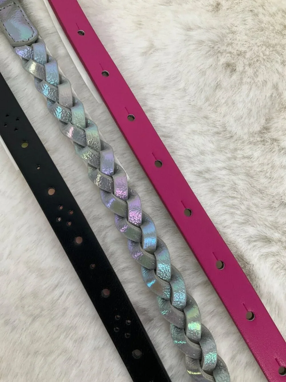 Cat & Jack size XL X-Large 3-piece Adjustable belt set, girl's Rainbow, pink
