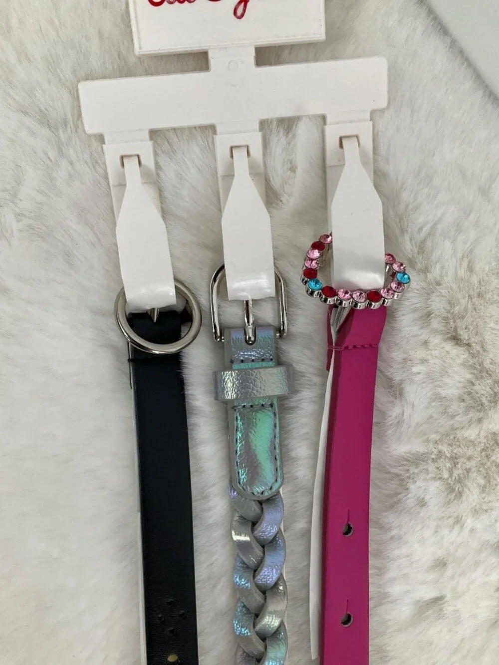 Cat & Jack size XL X-Large 3-piece Adjustable belt set, girl's Rainbow, pink