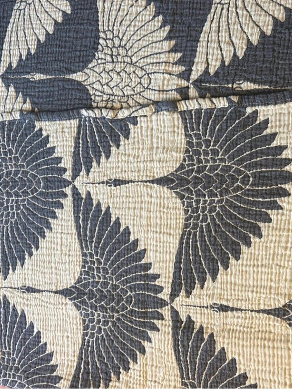 Woven Crane Throw Blanket • 55x77 • Reversible Cotton • Birmingham Drop