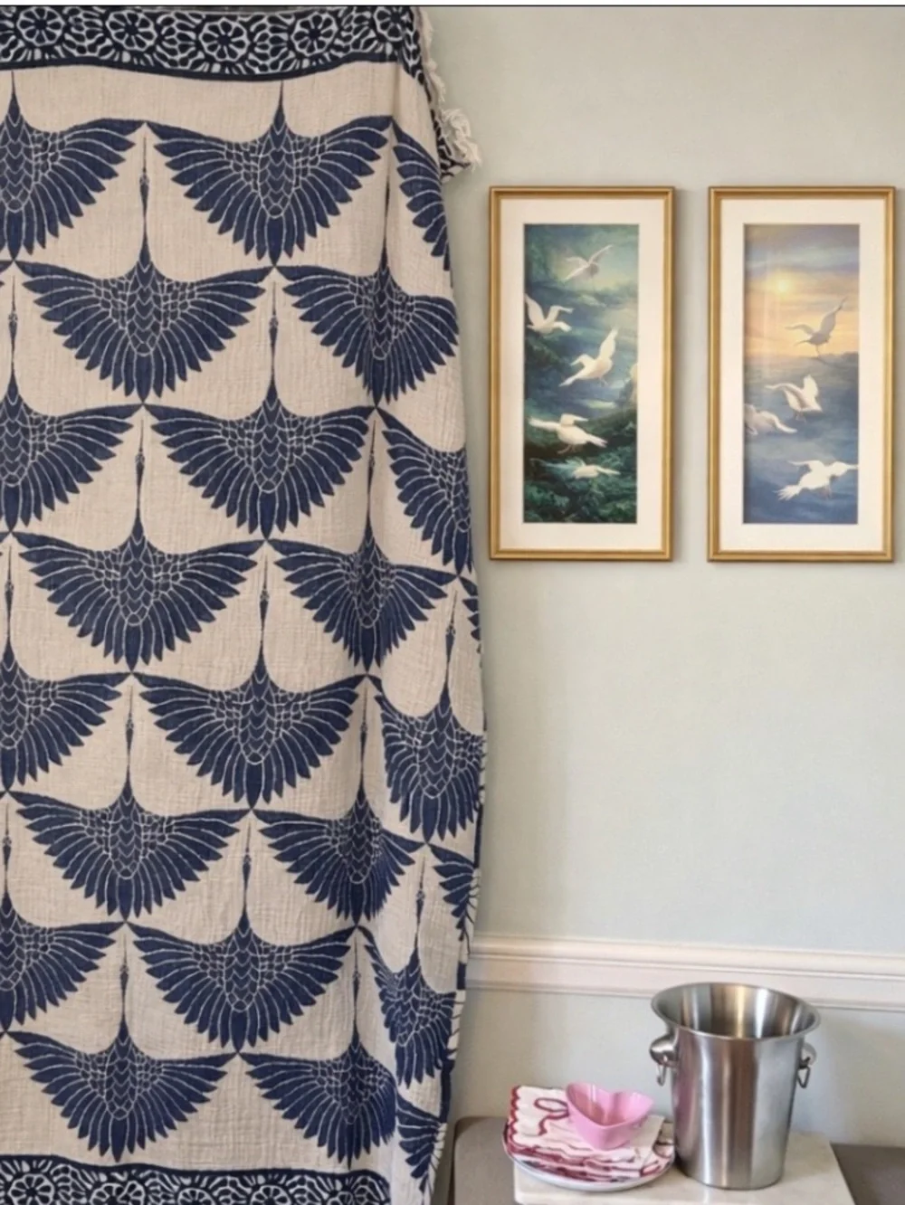 Woven Crane Throw Blanket • 55x77 • Reversible Cotton • Birmingham Drop