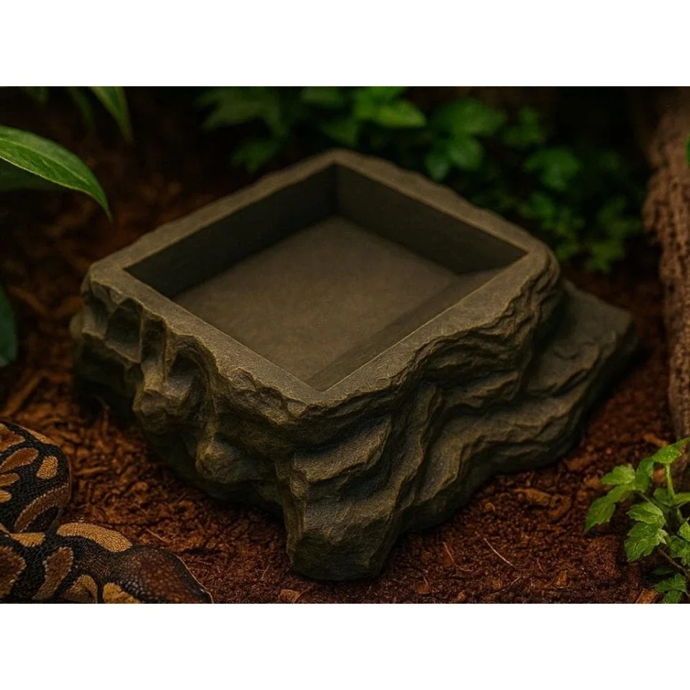 Stone Layered Reptile Water Dish • Terrarium Tank Bowl for‎ Geckos & Lizards