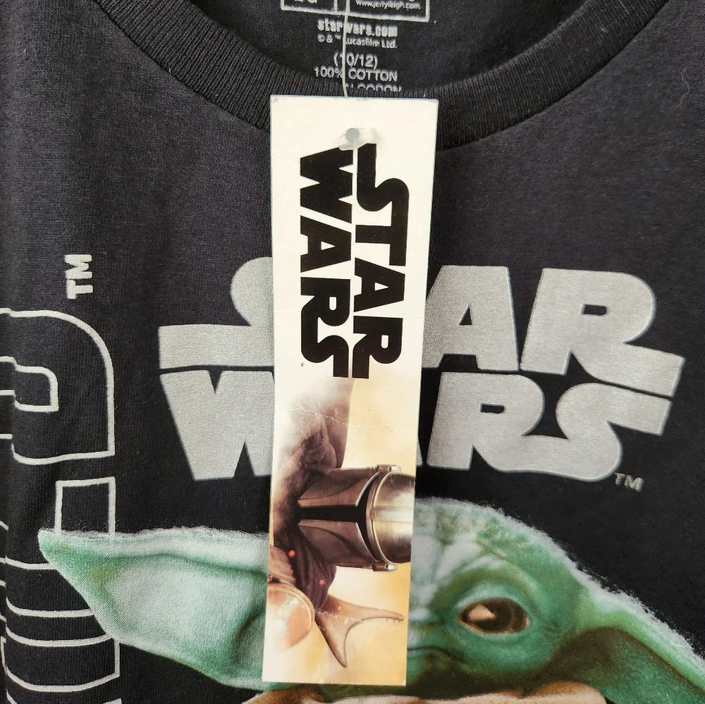 Star Wars Boy's The‎ Child Black T-Shirt Large 10/12 NWT