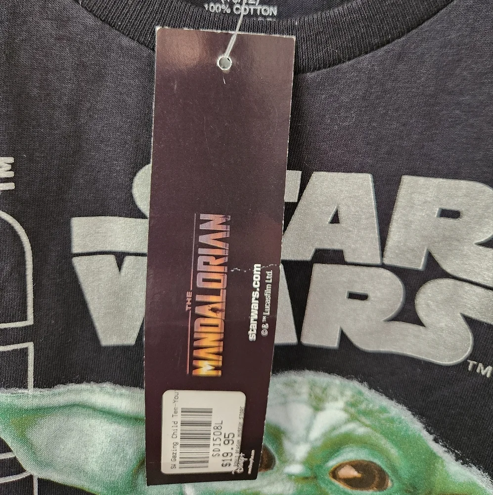 Star Wars Boy's The‎ Child Black T-Shirt Large 10/12 NWT