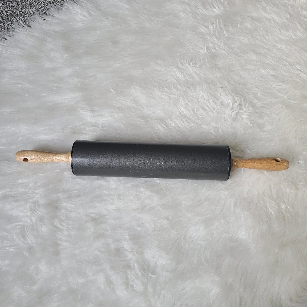 Gray Rolling Pin with Wooden Handles