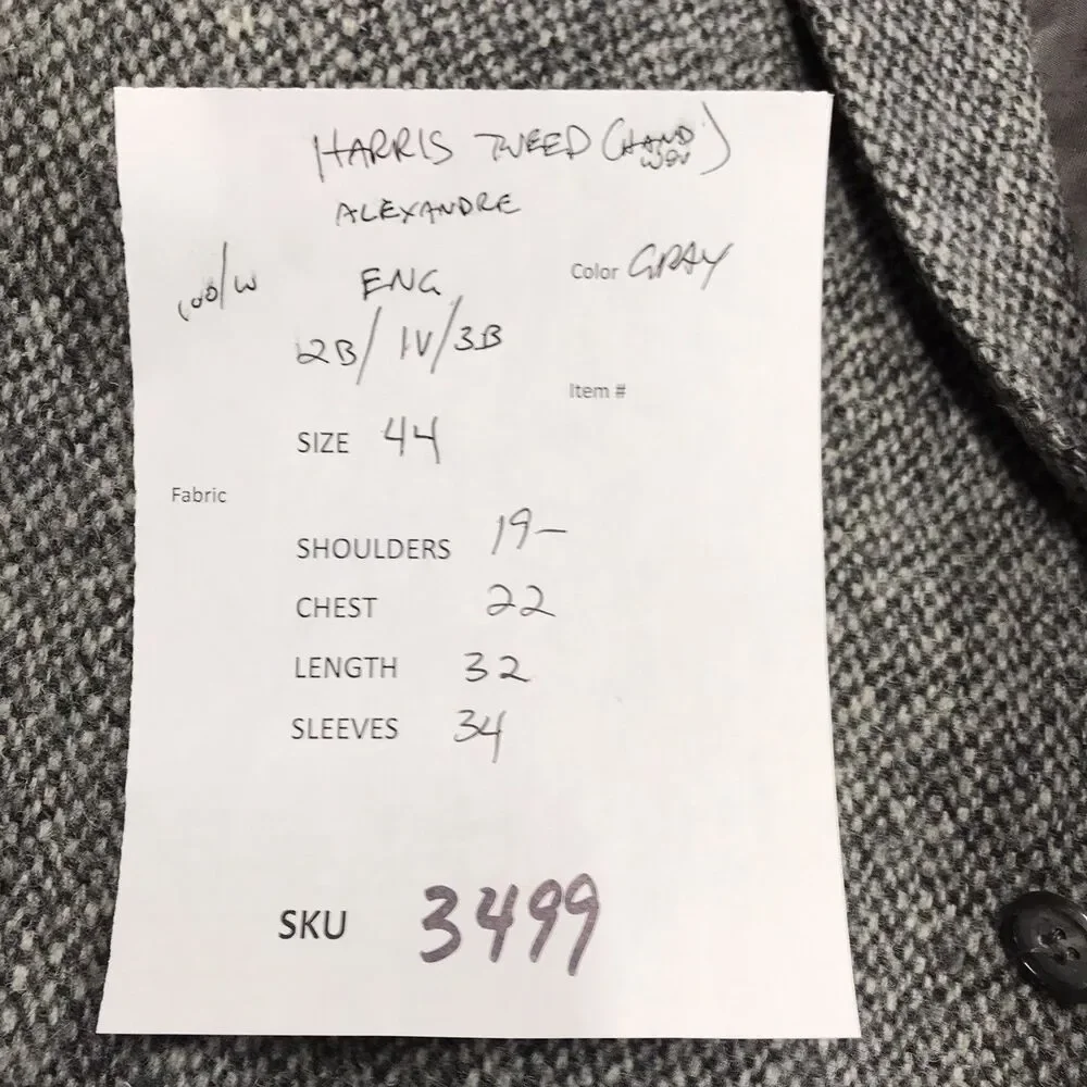 ALEXANDRE London Harris Tweed Sport Coat Men 44 Gray Vintage Hand Woven