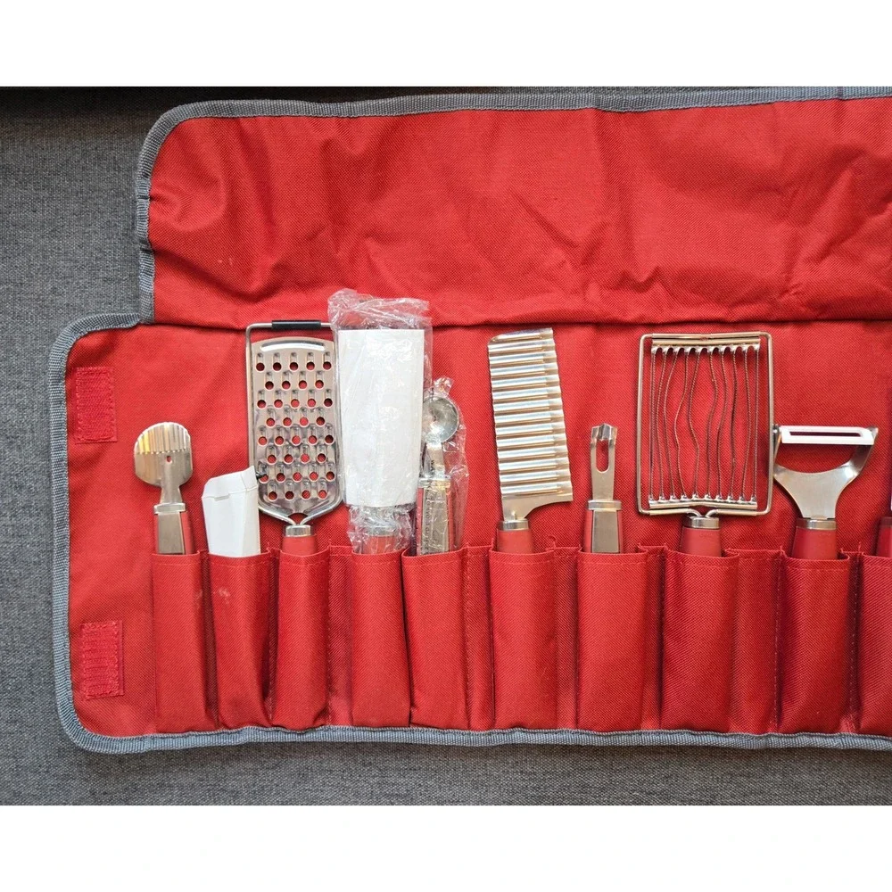 Wolfgang Puck 10 Pc Garnishing Kitchen Tool Set Roll Storage Bag READ DESCRIP.
