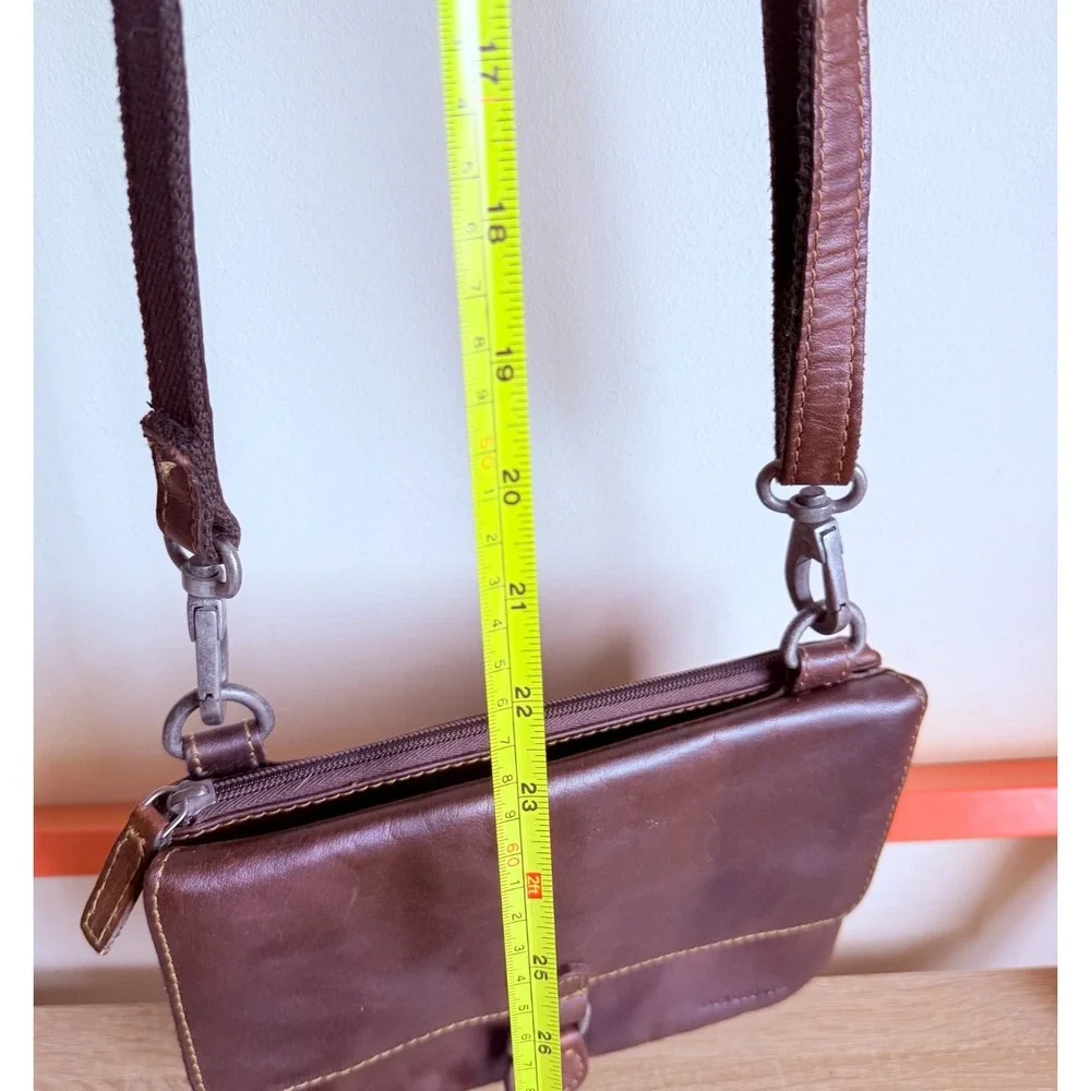 Jack Georges Leather Small Crossbody Flap‎ Pockets Adjustable Rustic Classic